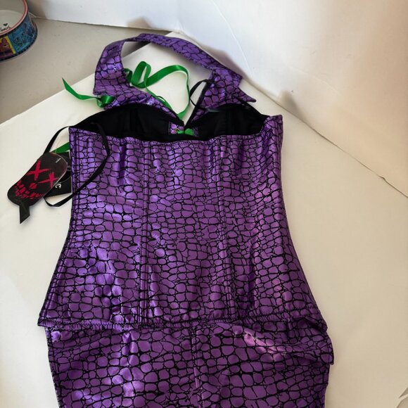 DC Comics The Joker Lace up Halter Top Medium Purple Green Corset Costume Cospla - Picture 9 of 16